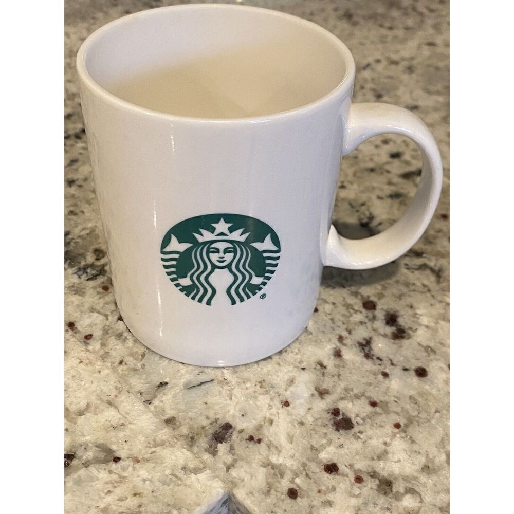 Starbucks 2016 Coffee Cup Mug 14 Oz Green Mermaid Logo CreamโColor Ceramic